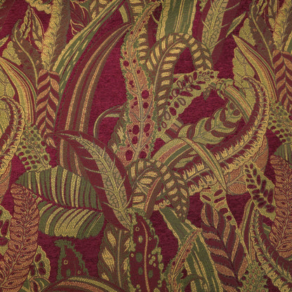 JUNGLE FERN CHENILLE BURGUNDY GOLD