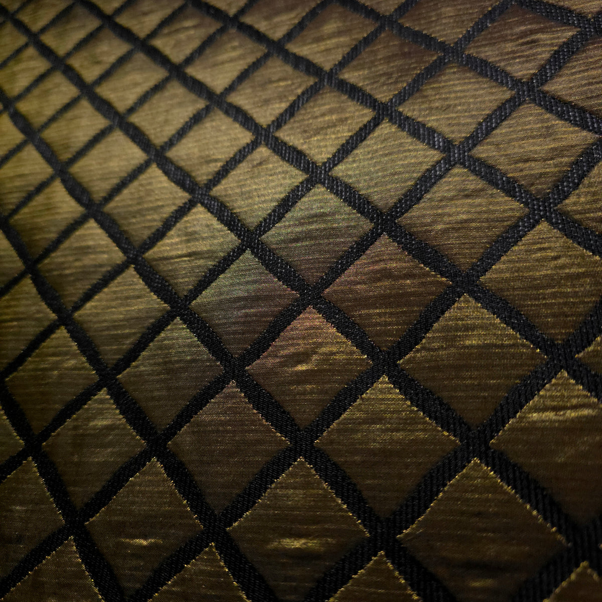 ANTIQUE OLIVE BRONZE QUILTED TAFFETA BROCADE FABRIC