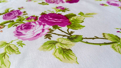CLASSIC PINK ROSE FLORAL PRINT POLY COTTON VICTORIAN ROSES