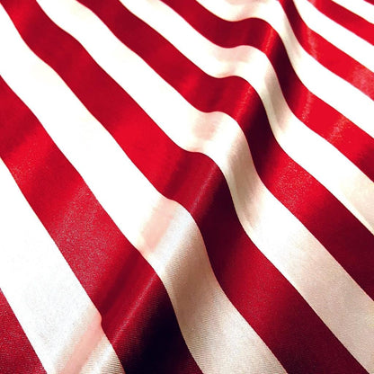 ONE INCH STRIPE SATIN RED WHITE