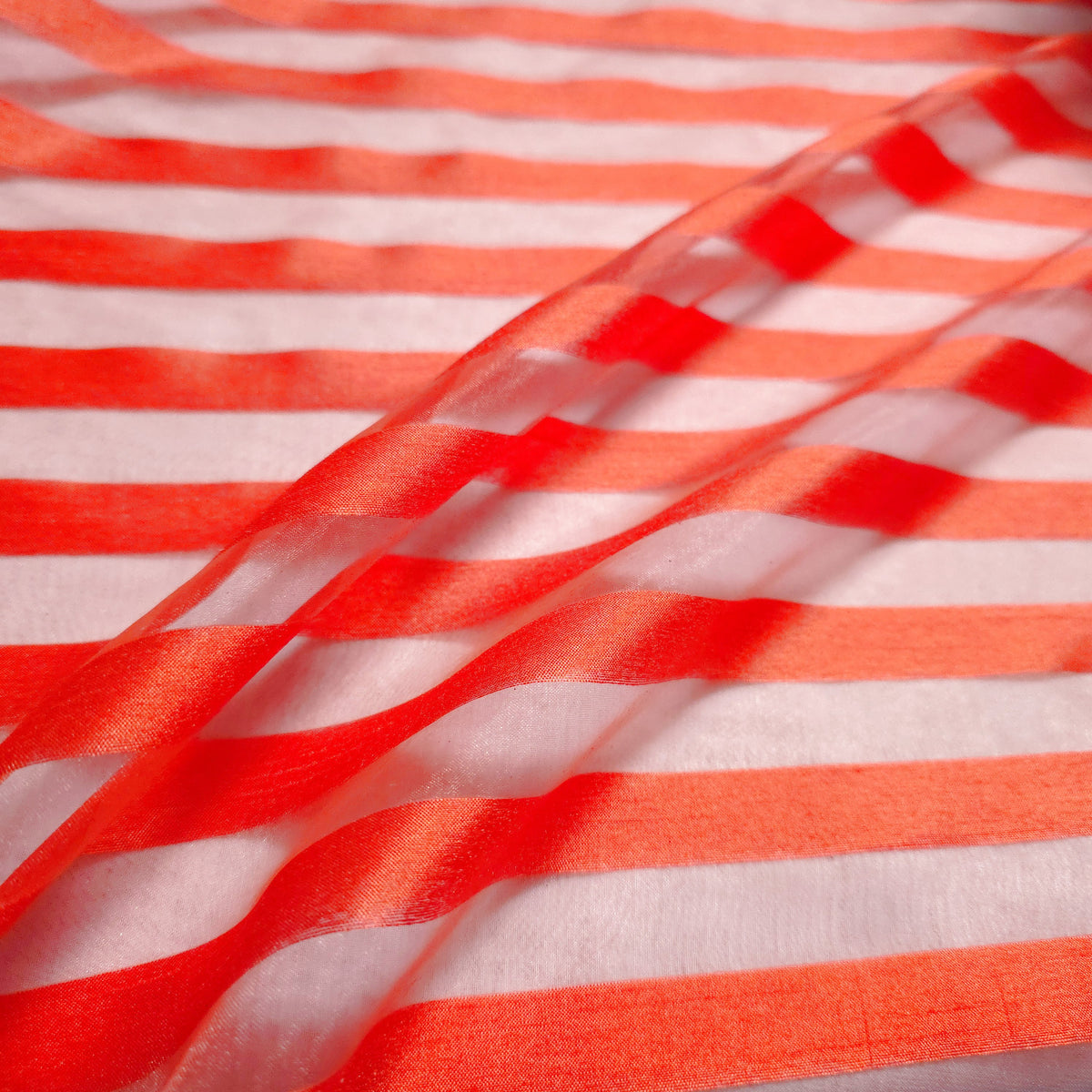 HALLOWEEN ORANGE RIBBON STRIPE SHEER ORGANZA FABRIC