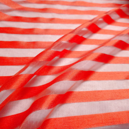 HALLOWEEN ORANGE RIBBON STRIPE SHEER ORGANZA FABRIC