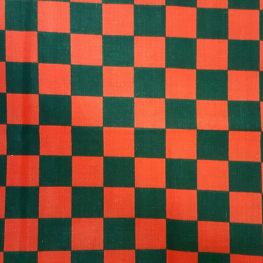 CHESSBOARD POLYCOTTON PRINT RED BLACK