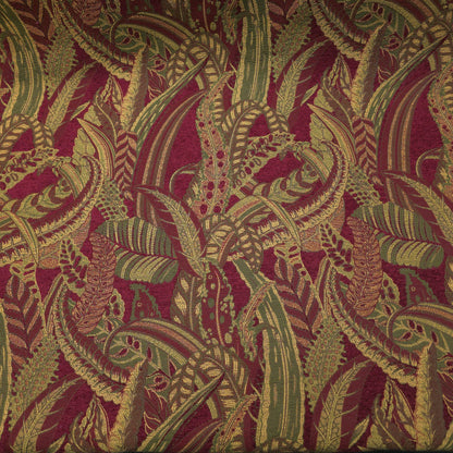 JUNGLE FERN CHENILLE BURGUNDY GOLD