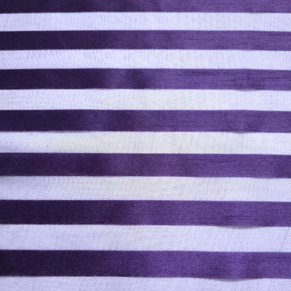 EGGPLANT PURPLE RIBBON STRIPE SHEER ORGANZA FABRIC