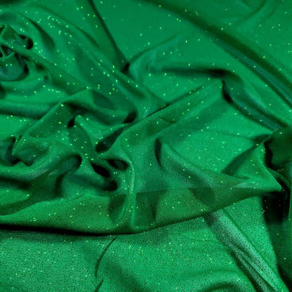 CHRISTMAS GREEN SHINY GLITTER CREPE KNIT FABRIC FABRIC 58" BY THE YARD