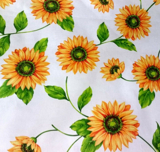 LARGE SUNFLOWER PRINT ON WHITE