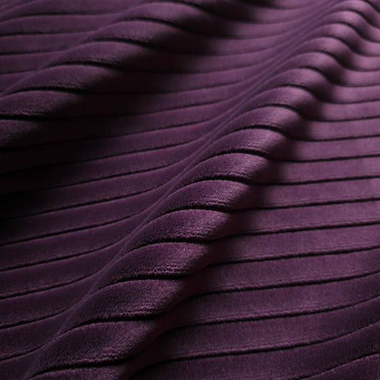 HEAVY STRIPE PURPLE PLUM EMBOSSED VELVET FABRIC