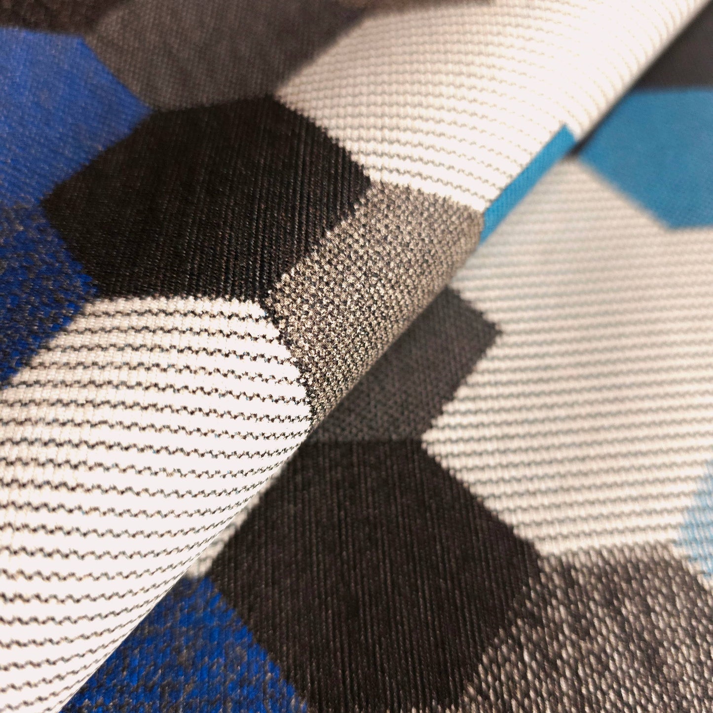 GRAY BLUE HEXAGON PATCH UPHOLSTERY VINYL FABRIC