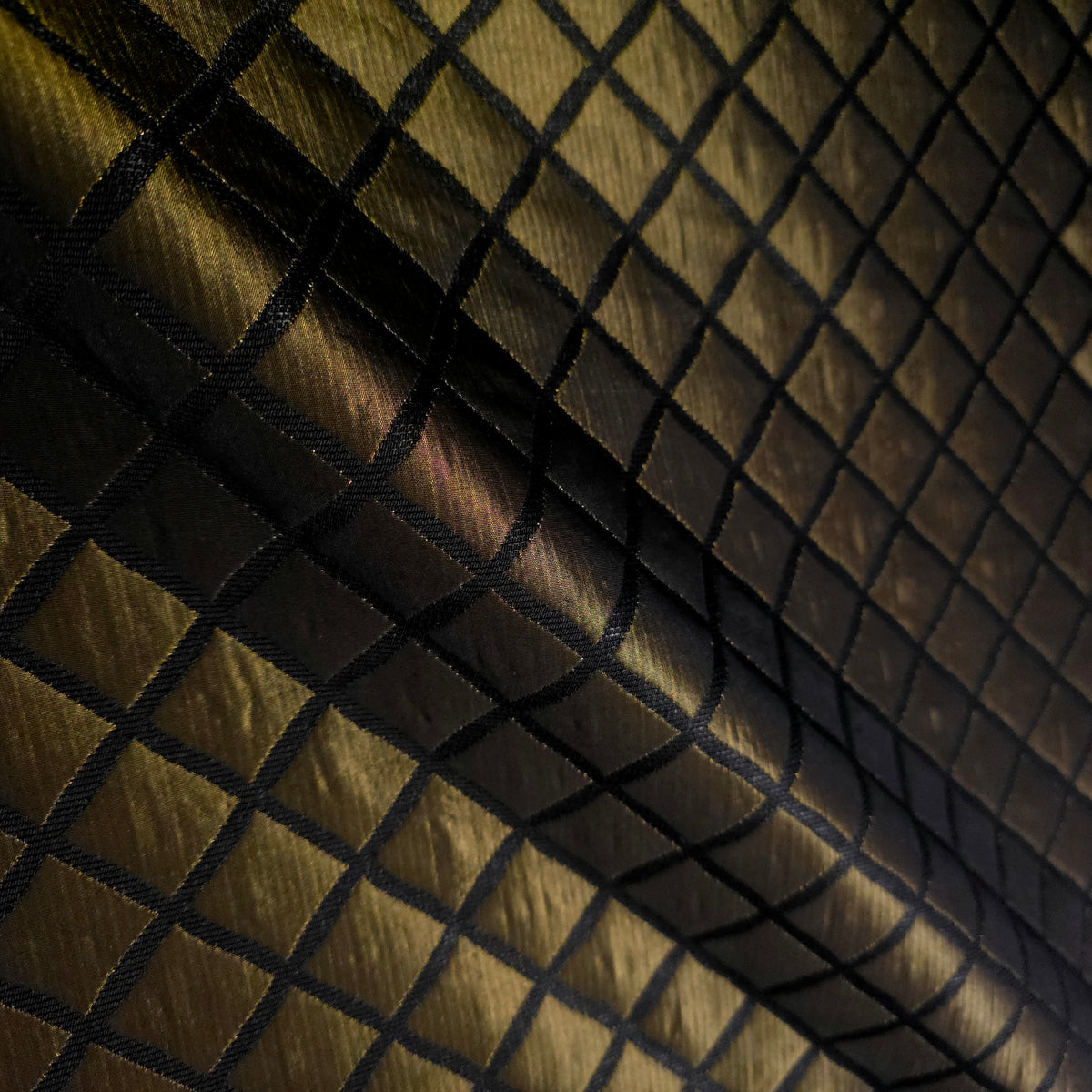 ANTIQUE OLIVE BRONZE QUILTED TAFFETA BROCADE FABRIC