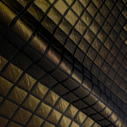 ANTIQUE OLIVE BRONZE QUILTED TAFFETA BROCADE FABRIC