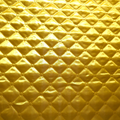 CANARY YELLOW TAFFETA HEAT FUSED DIAMOND QUILTED BATTING FABRIC