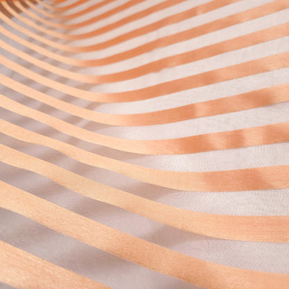 CANTALOUPE ORANGE RIBBON STRIPE SHEER ORGANZA FABRIC
