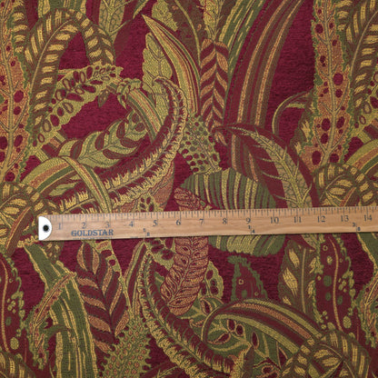 JUNGLE FERN CHENILLE BURGUNDY GOLD