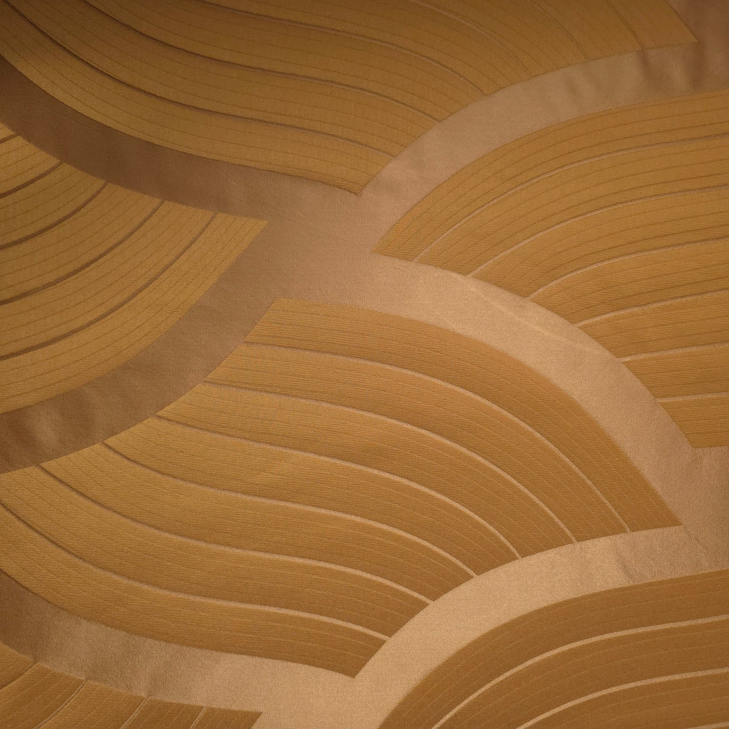 ART DECO WAVE GOLD EMBOSSED UPHOLSTERY FABRIC