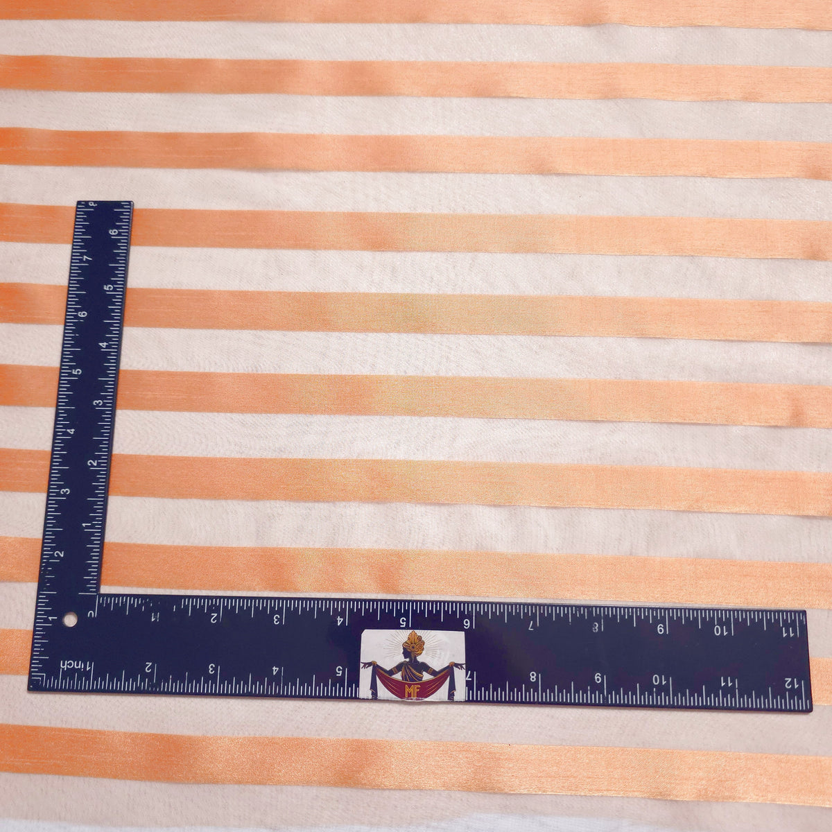 CANTALOUPE ORANGE RIBBON STRIPE SHEER ORGANZA FABRIC