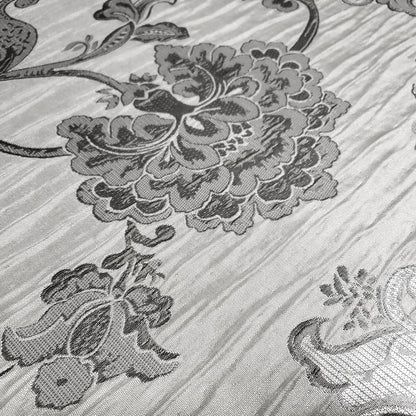 FLORAL TAUPE SILVER CHINTZ FLOWERS