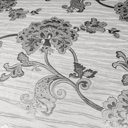 FLORAL TAUPE SILVER CHINTZ FLOWERS