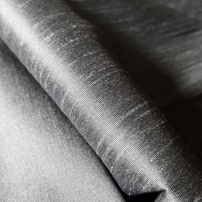 GRAY STEEL FAUX SILK DUPIONI