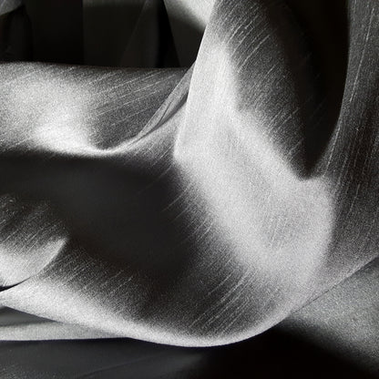 GRAY STEEL FAUX SILK DUPIONI