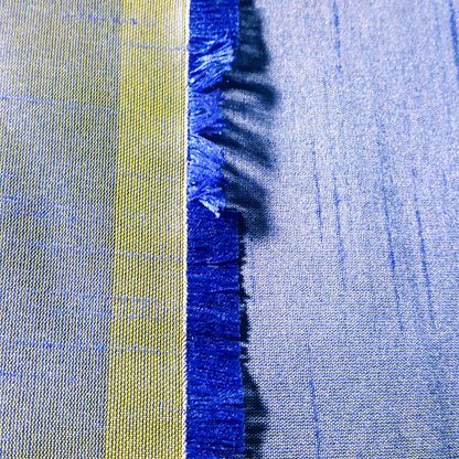 BLUE ROYAL YELLOW FAUX SILK DUPIONI