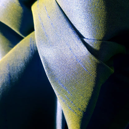 BLUE ROYAL YELLOW FAUX SILK DUPIONI