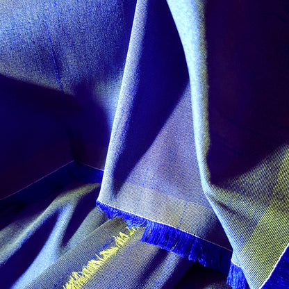 BLUE ROYAL YELLOW FAUX SILK DUPIONI