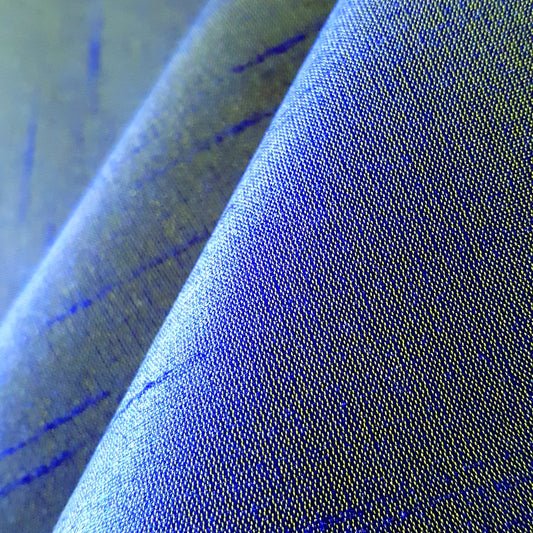 BLUE ROYAL YELLOW FAUX SILK DUPIONI