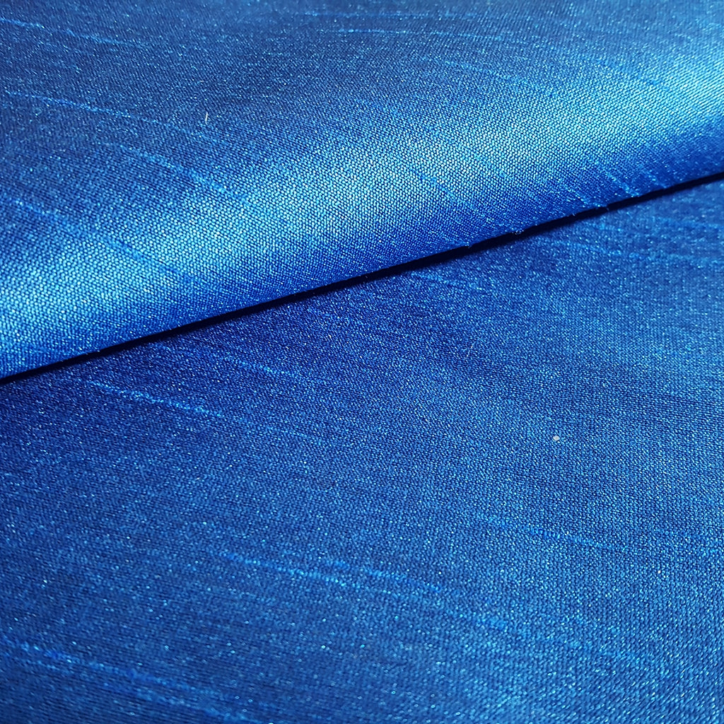 BLUE COBALT SAPPHIRE FAUX SILK DUPIONI