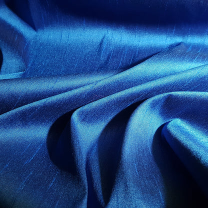BLUE COBALT SAPPHIRE FAUX SILK DUPIONI