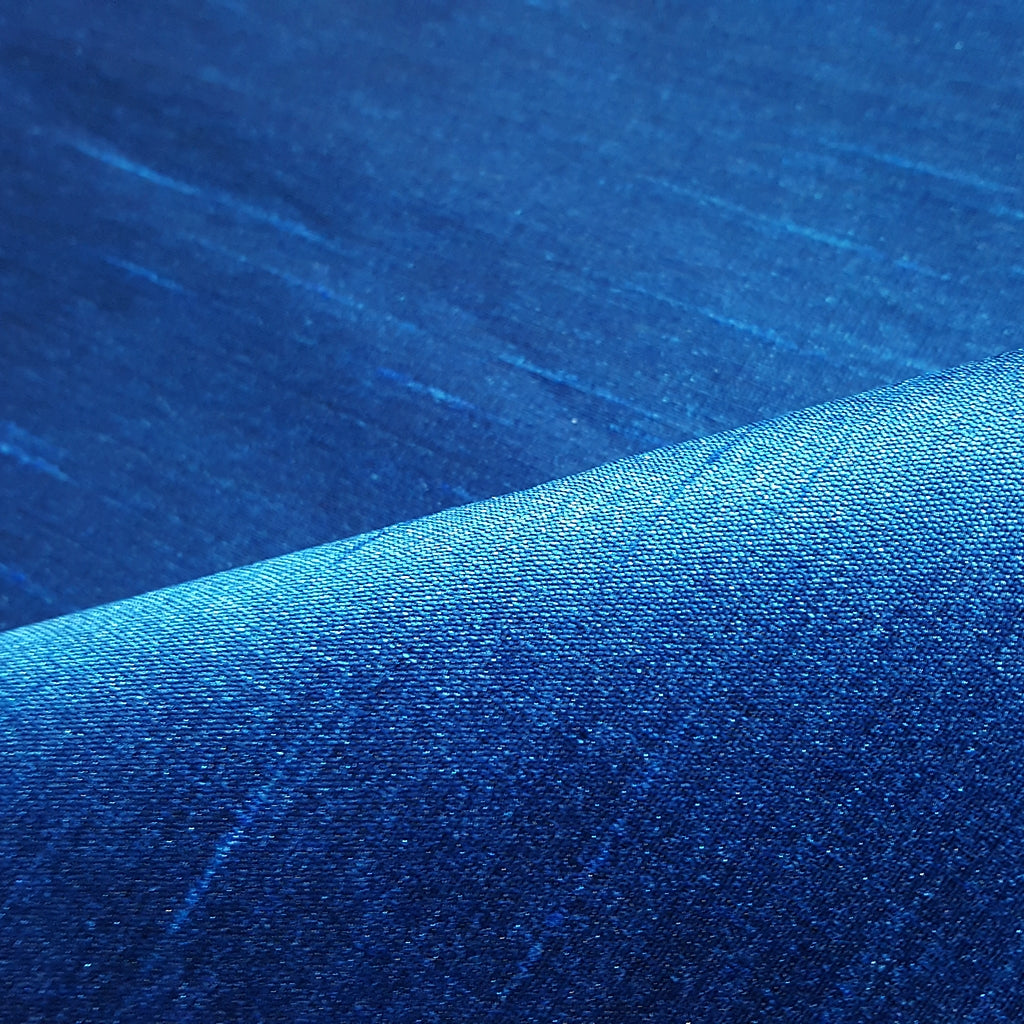 BLUE COBALT SAPPHIRE FAUX SILK DUPIONI