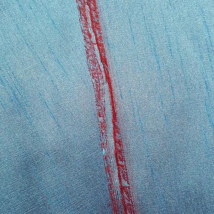 BLUE TURQUOISE RED FAUX SILK DUPIONI