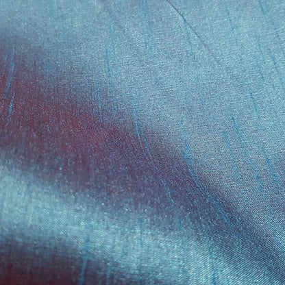 BLUE TURQUOISE RED FAUX SILK DUPIONI