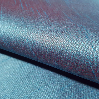 BLUE TURQUOISE RED FAUX SILK DUPIONI