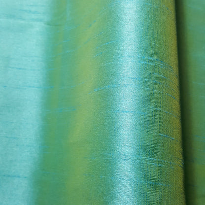 BLUE TURQUOISE YELLOW FAUX SILK DUPIONI 56"