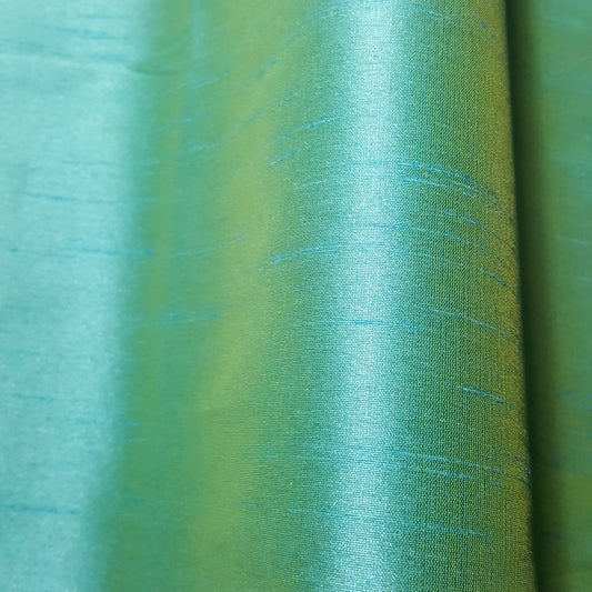 BLUE TURQUOISE YELLOW FAUX SILK DUPIONI 56"