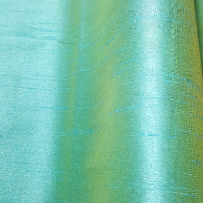 BLUE TURQUOISE YELLOW FAUX SILK DUPIONI 56"