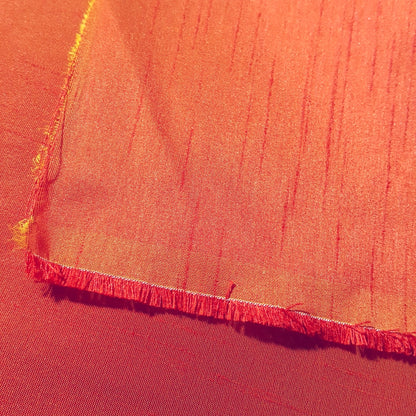 ORANGE TANGERINE SUNSET FAUX SILK DUPIONI 58"