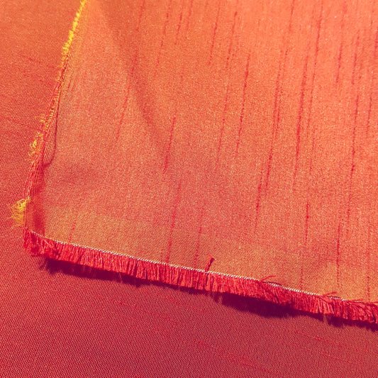 ORANGE TANGERINE SUNSET FAUX SILK DUPIONI 58"