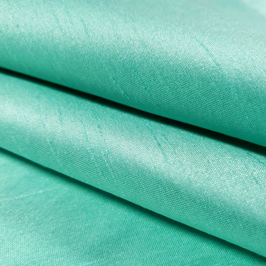 GREEN AQUA SEAFOAM FAUX SILK DUPIONI