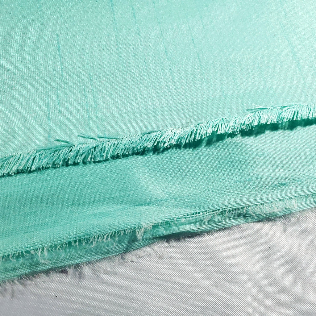 GREEN AQUA SEAFOAM FAUX SILK DUPIONI