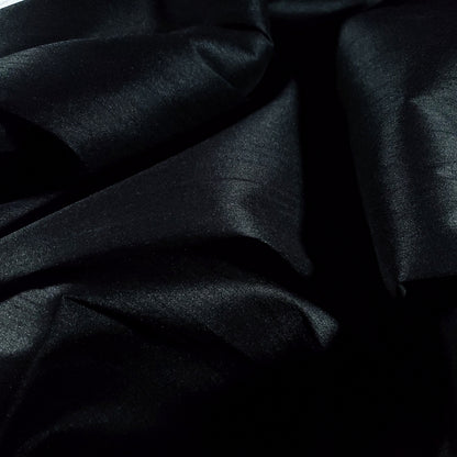 BLACK FAUX SILK DUPIONI
