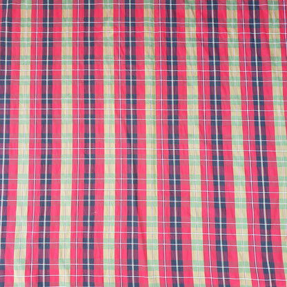 RED CLASSIC PLAID FAUX SILK DUPIONI