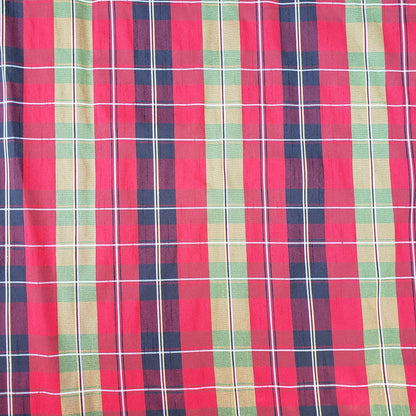 RED CLASSIC PLAID FAUX SILK DUPIONI