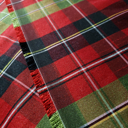 RED CLASSIC PLAID FAUX SILK DUPIONI