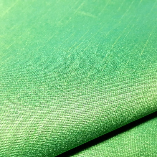 GREEN LIME TURQUOISE FAUX SILK DUPIONI