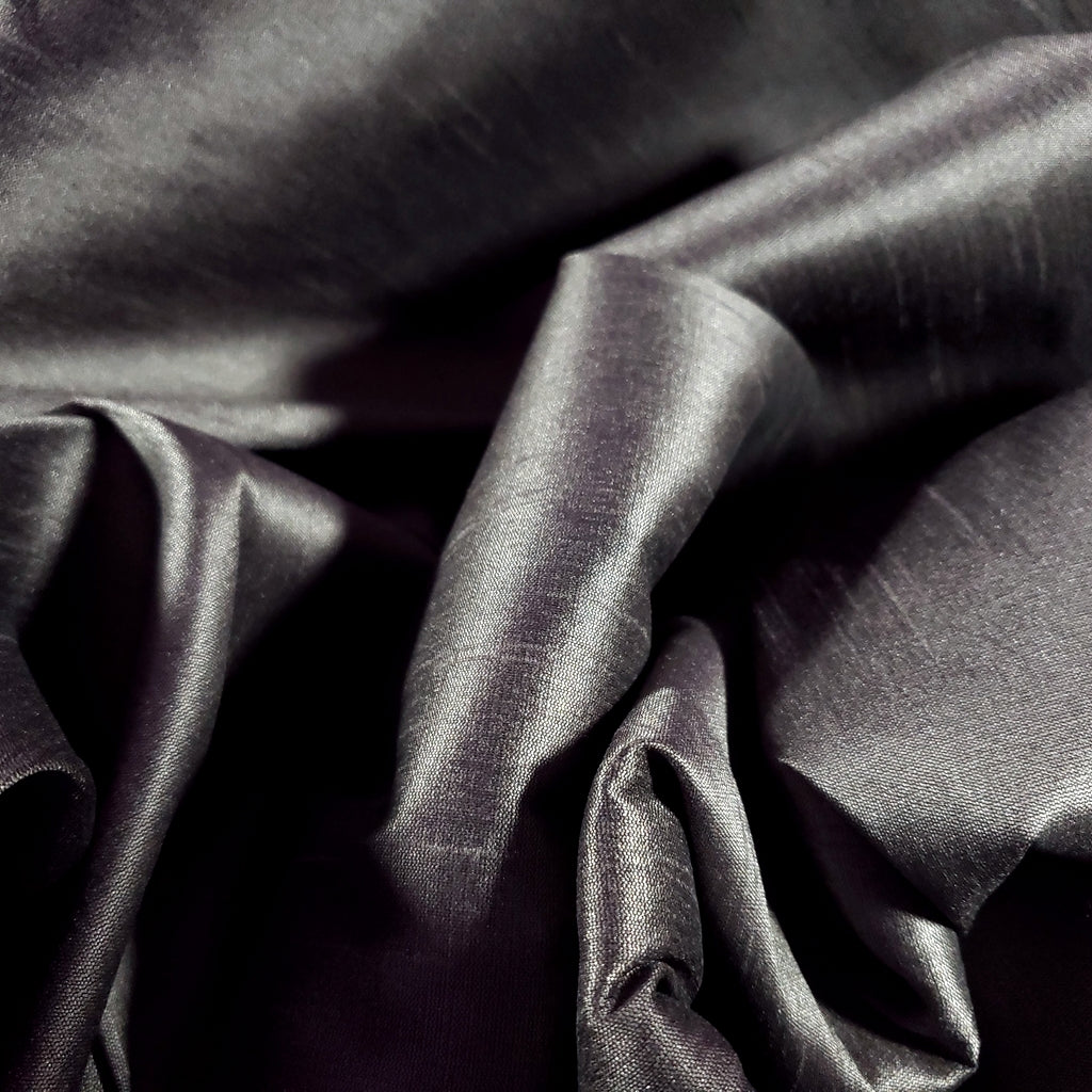 GRAY CHARCOAL SEAL FAUX SILK DUPIONI