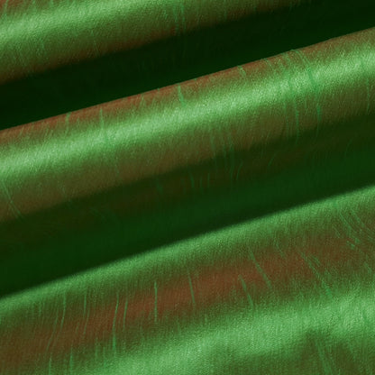 GREEN RED BROWN TWO TONE FAUX SILK DUPIONI 58"