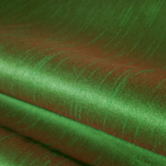 GREEN RED BROWN TWO TONE FAUX SILK DUPIONI 58"