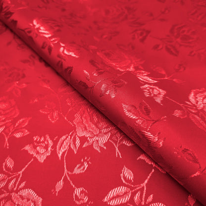 Red fabric with floral pattern